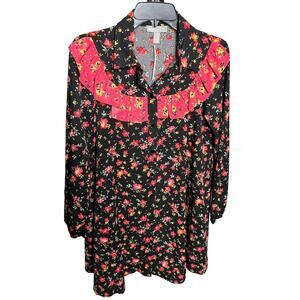 ASOS floral long sleeve button up oversized blouse size 4 NWT